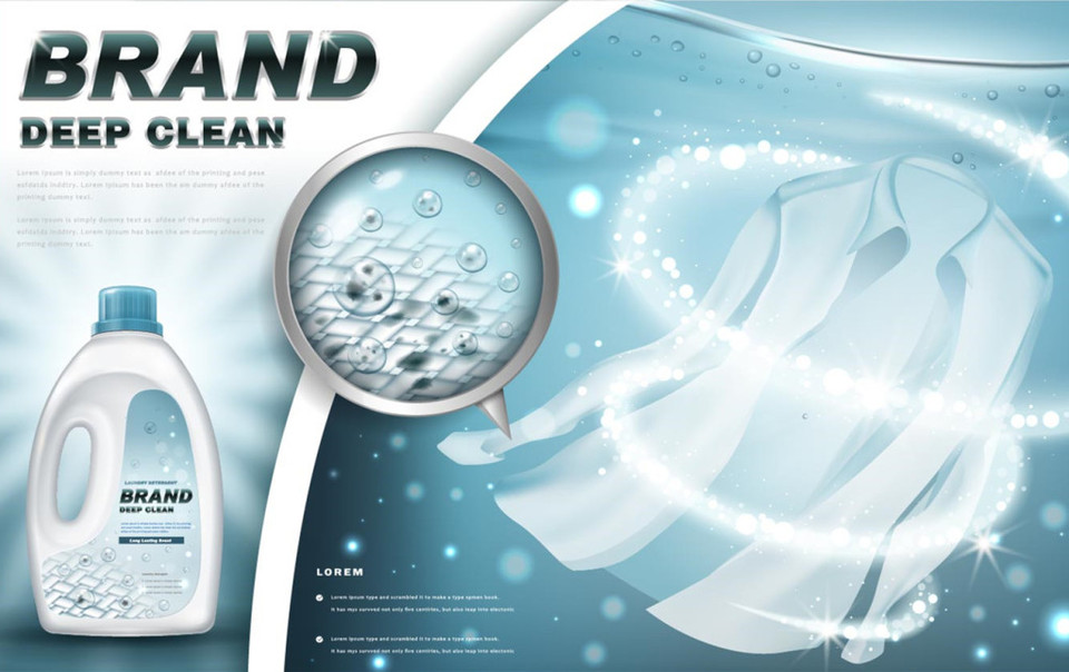 洗衣液廣告海報設計矢量素材 創意無限，高效下載